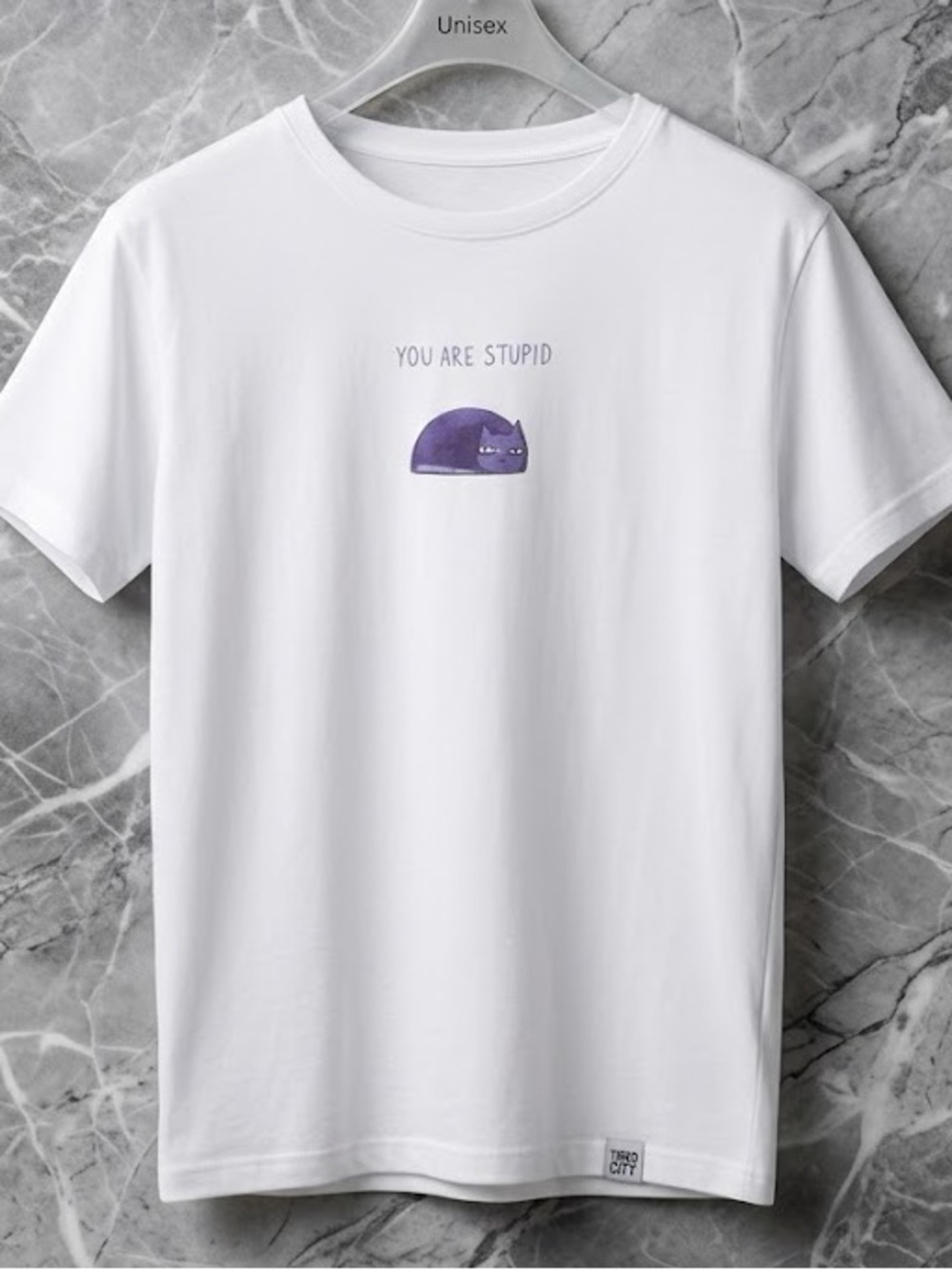 Tired City × KAA Illustration tee Cat Graphic You are Stupid medium